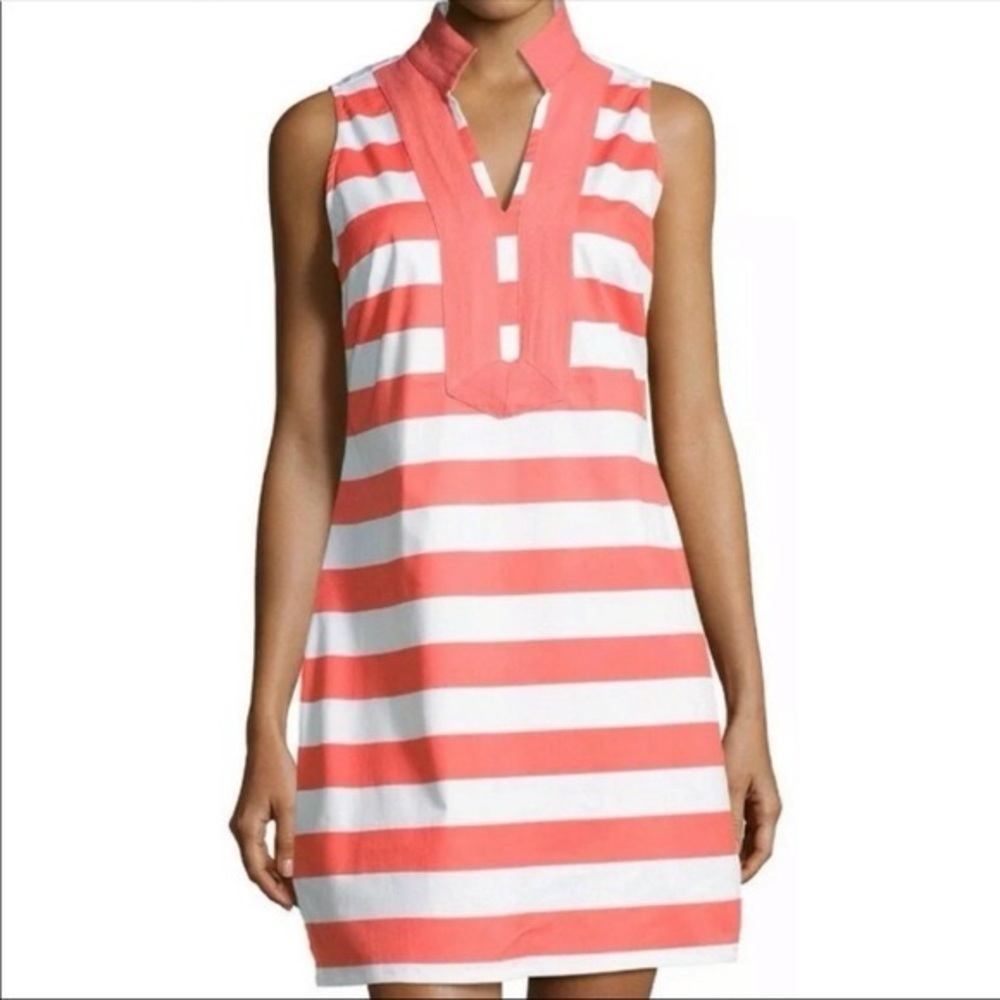 Sail to Sable Coral Orange & White Stripe Tunic Style Dress XS
